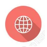 Çevrimiçi tasarım girişimlerinde küresel bağlantıyı simgeleyen, beyaz küre simgesi ve uzun gölgeli kırmızı daire.